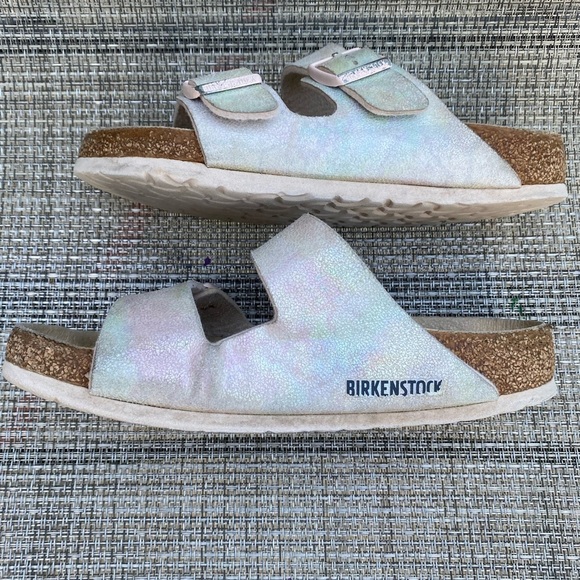Birkenstock Arizona Vegan Slide Sandal Women’s Iridescent Light Rose 5.5 US/36EU - Picture 7 of 14